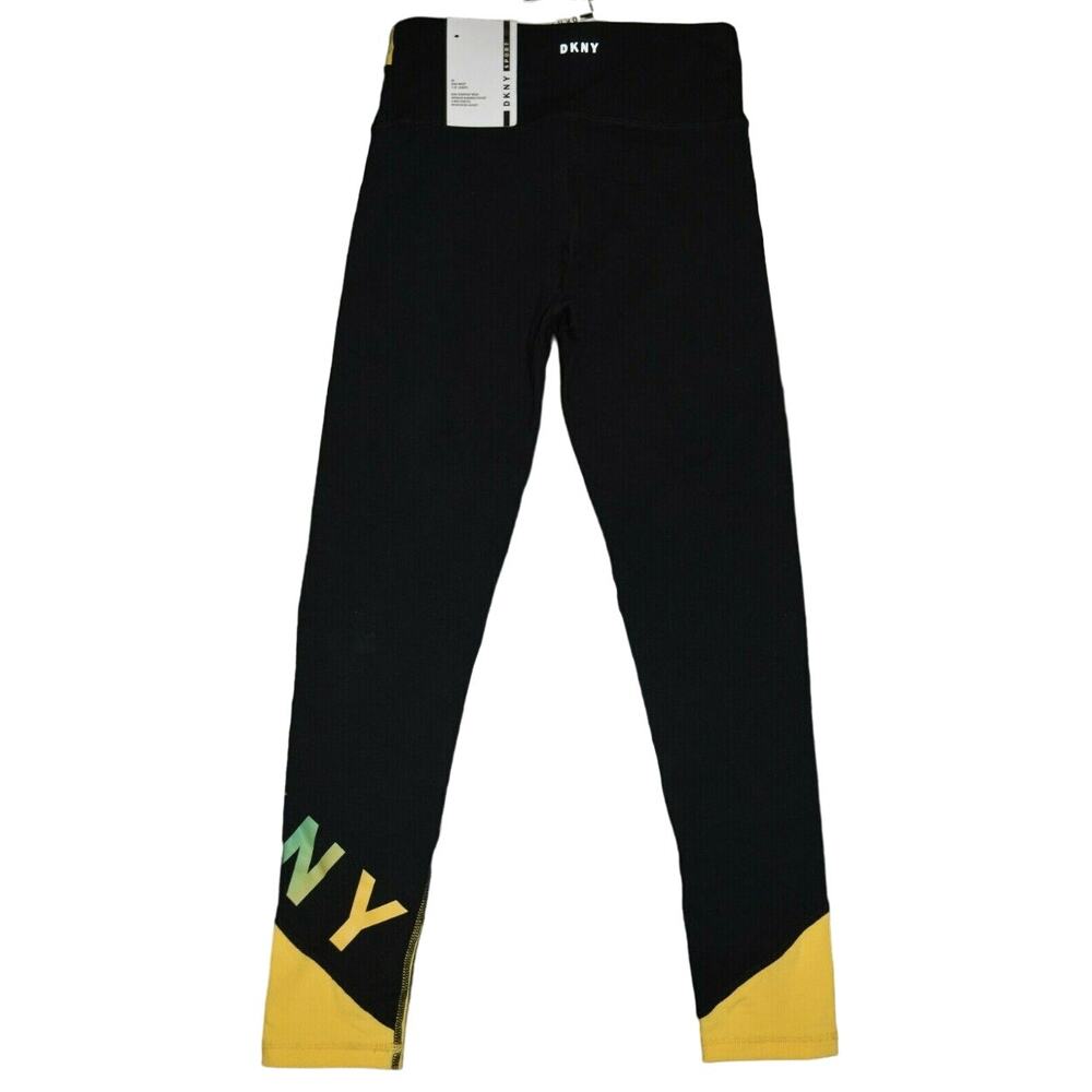 DKNY SPORT Black High Waist DKNY logo 7/8 ATHLETIC LEGGINGS NWT XS